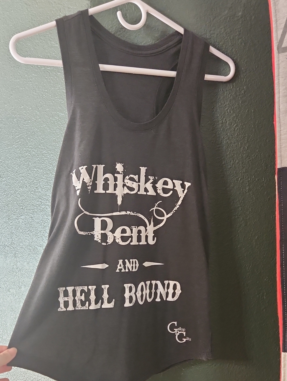 Whiskey Bent and Hell Bound Black Graphic Tank Top - Unknown Brand
